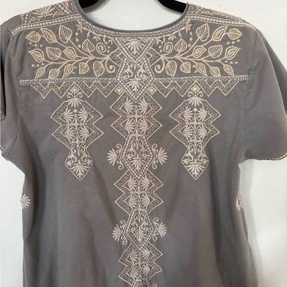 Johnny Was Olive and Cream Embroidered Blouse - Picture 6 of 7